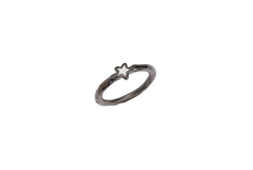 Ring Slim with Star Fixed Size - Gunmetal 15mm