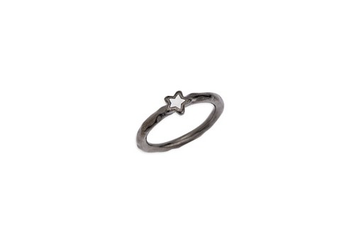 Anello Slim con Stella Misura Unica - Gunmetal 15mm