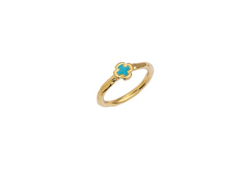 Ring Slim with Cross Fixed Size - Gold 15mm