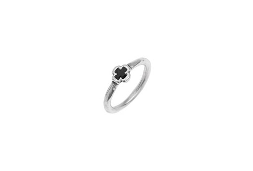 Ring Slim with Cross Fixed Size - Silver 15mm