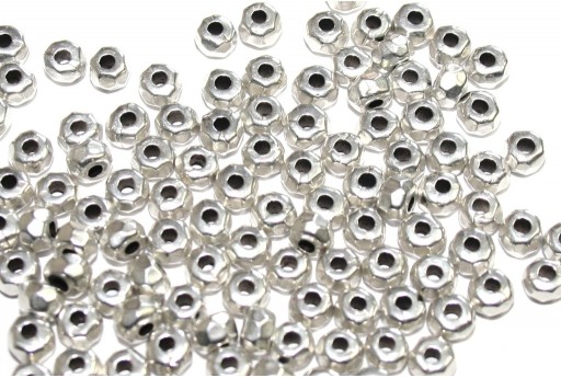 Rondella Sfaccettata in Zama - Argento 3x4,3mm - 10pz