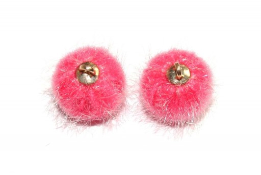 PomPon Fur Whit Ring - Coral 15mm - 2pcs