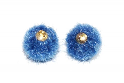 PomPon Fur Whit Ring - Blue 15mm - 2pcs