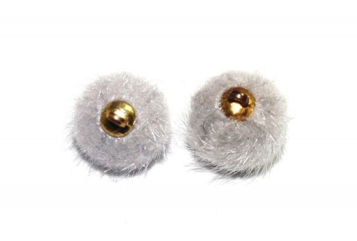 PomPon Fur Whit Ring - Grey 15mm - 2pcs