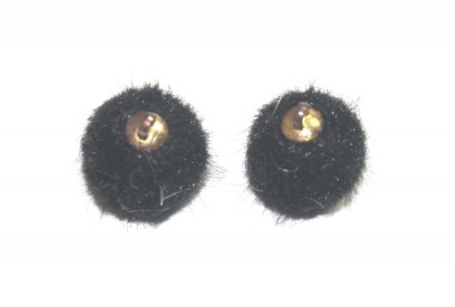 PomPon Fur Whit Ring - Black 15mm - 2pcs