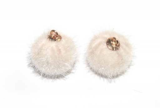 PomPon Fur Whit Ring - Cream 15mm - 2pcs