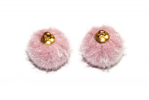 PomPon Fur Whit Ring - Pink 15mm - 2pcs