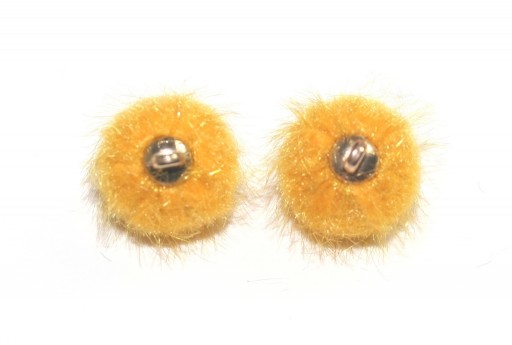 PomPon Fur Whit Ring - Yellow 15mm - 2pcs