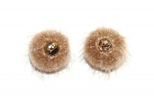 PomPon Fur Whit Ring - Brown 15mm - 2pcs