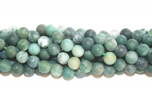 Moss Agate Frosted Round Beads 6mm - 66pcs