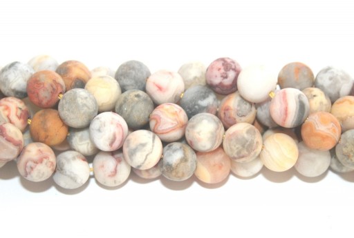 Crazy Agate Frosted Round Beads 8mm - 46pcs