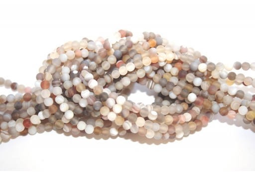 Botswana Agate Frosted Round Beads 4mm - 98pcs