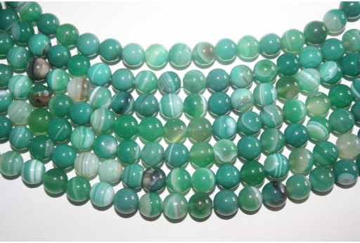 Agate Beads Veined Green Sphere 8mm - 48pcs