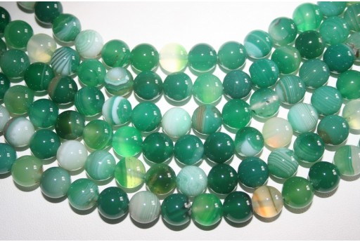 Agate Beads Veined Green Sphere 10mm - 38pz