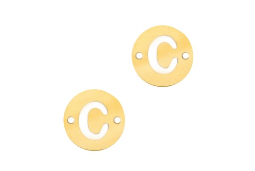 Stainless Steel Charms Connector Letter C - Gold 12mm - 2pcs