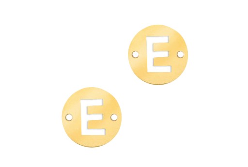 Stainless Steel Charms Connector Letter E - Gold 12mm - 2pcs