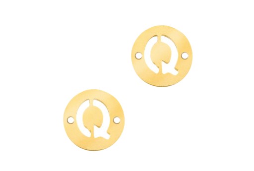 Stainless Steel Charms Connector Letter Q - Gold 12mm - 2pcs