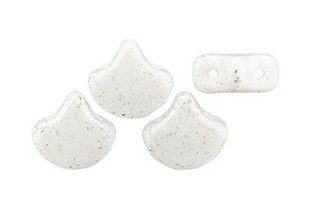 Czech Glass Ginko Beads - Stardance - White Dove 7,5x7,5mm - 10g