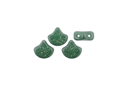 Czech Glass Ginko Beads - Stardance - Hunter Green 7,5x7,5mm - 10g