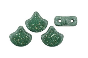Czech Glass Ginko Beads - Stardance - Hunter Green 7,5x7,5mm - 10g