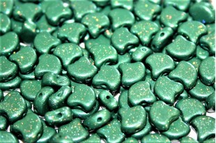 Czech Glass Ginko Beads - Stardance - Hunter Green 7,5x7,5mm - 10g