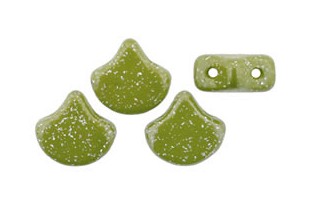 Czech Glass Ginko Beads - Stardance - Green Olive 7,5x7,5mm - 10g