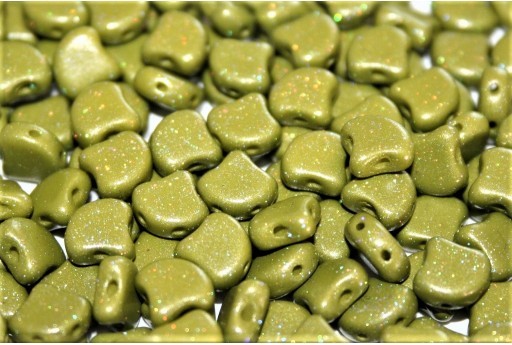 Czech Glass Ginko Beads - Stardance - Green Olive 7,5x7,5mm - 10g 2