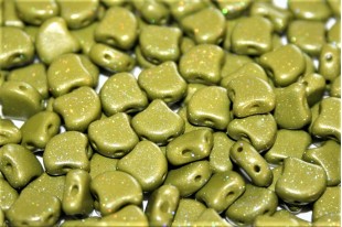 Czech Glass Ginko Beads - Stardance - Green Olive 7,5x7,5mm - 10g