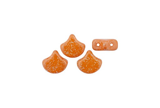 Czech Glass Ginko Beads - Stardance - Orange Tiger 7,5x7,5mm - 10g