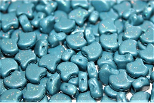 Czech Glass Ginko Beads - Stardance - Teal 7,5x7,5mm - 10g 2