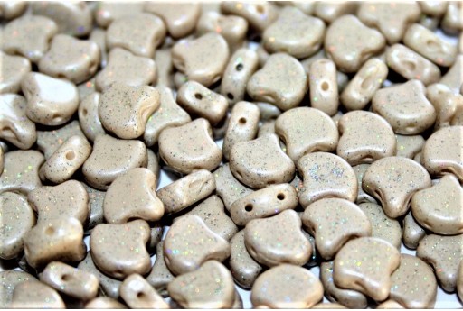 Czech Glass Ginko Beads - Stardance - Beige Travertine 7,5x7,5mm - 10g 2