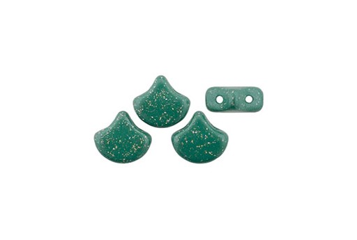 Czech Glass Ginko Beads - Stardance - Emerald 7,5x7,5mm - 10g