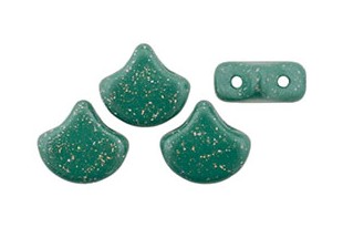 Czech Glass Ginko Beads - Stardance - Emerald 7,5x7,5mm - 10g