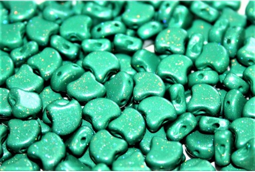 Czech Glass Ginko Beads - Stardance - Emerald 7,5x7,5mm - 10g 2