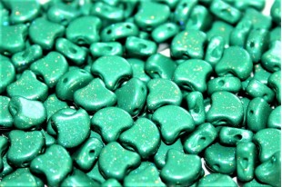 Czech Glass Ginko Beads - Stardance - Emerald 7,5x7,5mm - 10g