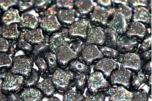 Czech Glass Ginko Beads - Stardance - Anthracite 7,5x7,5mm - 10g