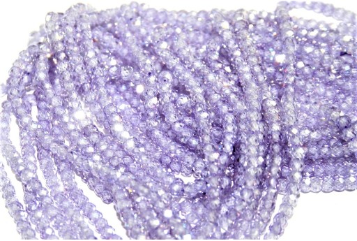 Perline Cubic Zirconia Rondelle Sfaccettate - Lilac 2x3mm - 150pz