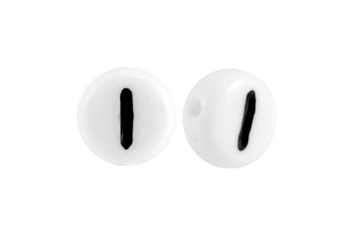 White Plating Acrylic Beads -  Number 1 - 7x4mm - 20pcs