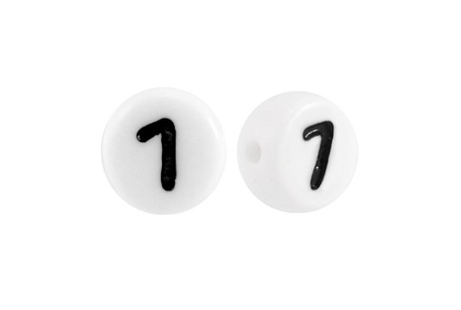 White Plating Acrylic Beads - Number 7 - 7x4mm - 20pcs
