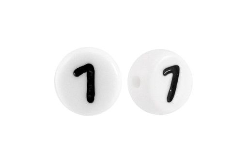 Perline acrilico bianco numero 7 tondo 7x4mm   per i tuoi  hobby fai da te