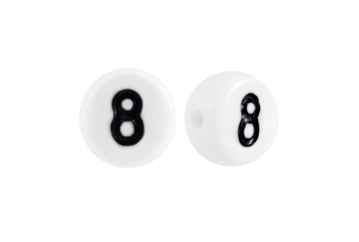 Perline Acrilico Bianco Numero 8 - Tondo 7x4mm - 20pz