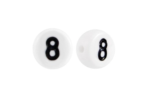 White Plating Acrylic Beads - Number 8 - 7x4mm - 20pcs