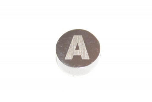 Stainless Steel Beads Round Alphabet - Letter A 10x4,5mm - 1pc