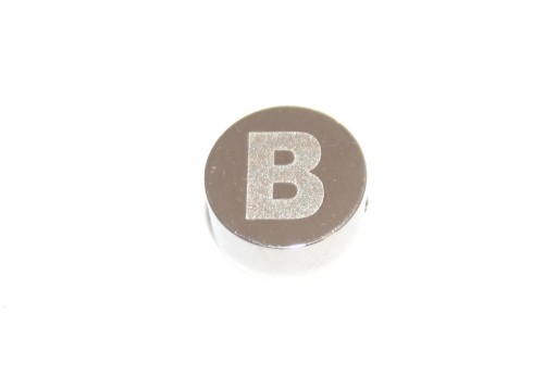 Perline Tonde in Acciaio Alfabeto - Lettera B 10x4,5mm - 1pz