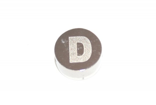 Stainless Steel Beads Round Alphabet - Letter D 10x4,5mm - 1pc