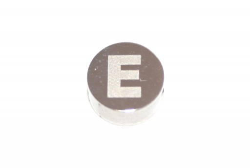 Stainless Steel Beads Round Alphabet - Letter E 10x4,5mm - 1pc