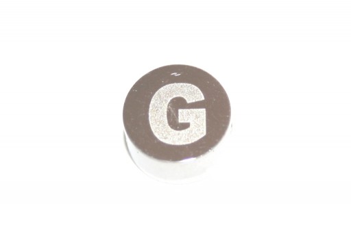 Stainless Steel Beads Round Alphabet - Letter G 10x4,5mm - 1pc