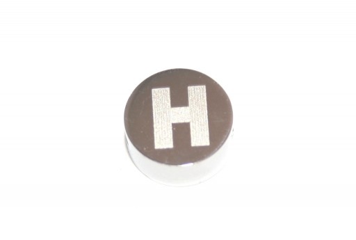 Stainless Steel Beads Round Alphabet - Letter H 10x4,5mm - 1pc