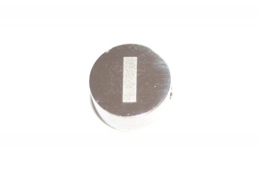 Perline Tonde in Acciaio Alfabeto - Lettera I 10x4,5mm - 1pz