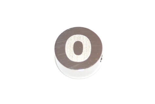 Perline Tonde in Acciaio Alfabeto - Lettera O 10x4,5mm - 1pz